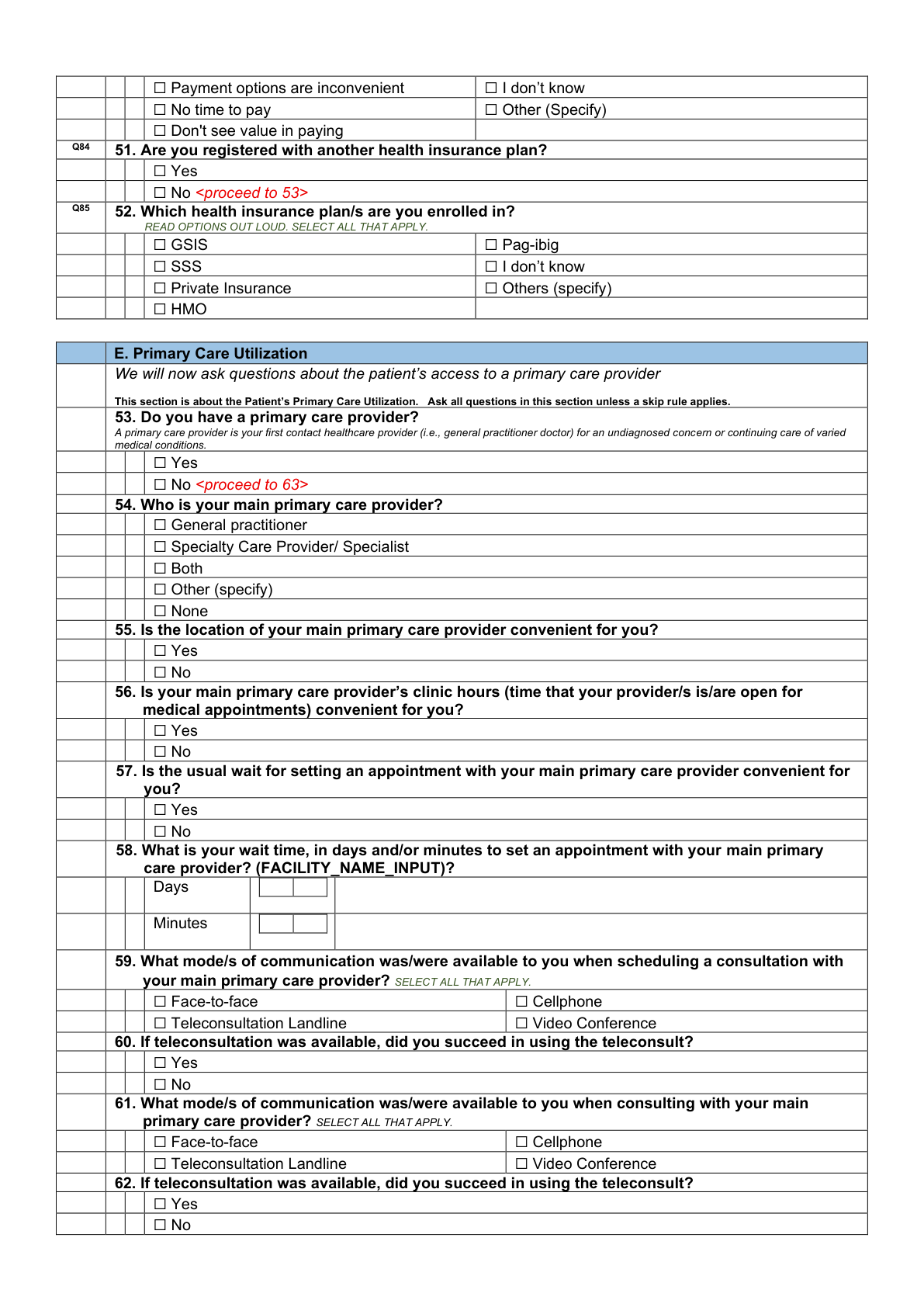 Printed page 8 — F3 Primary Care Utilization