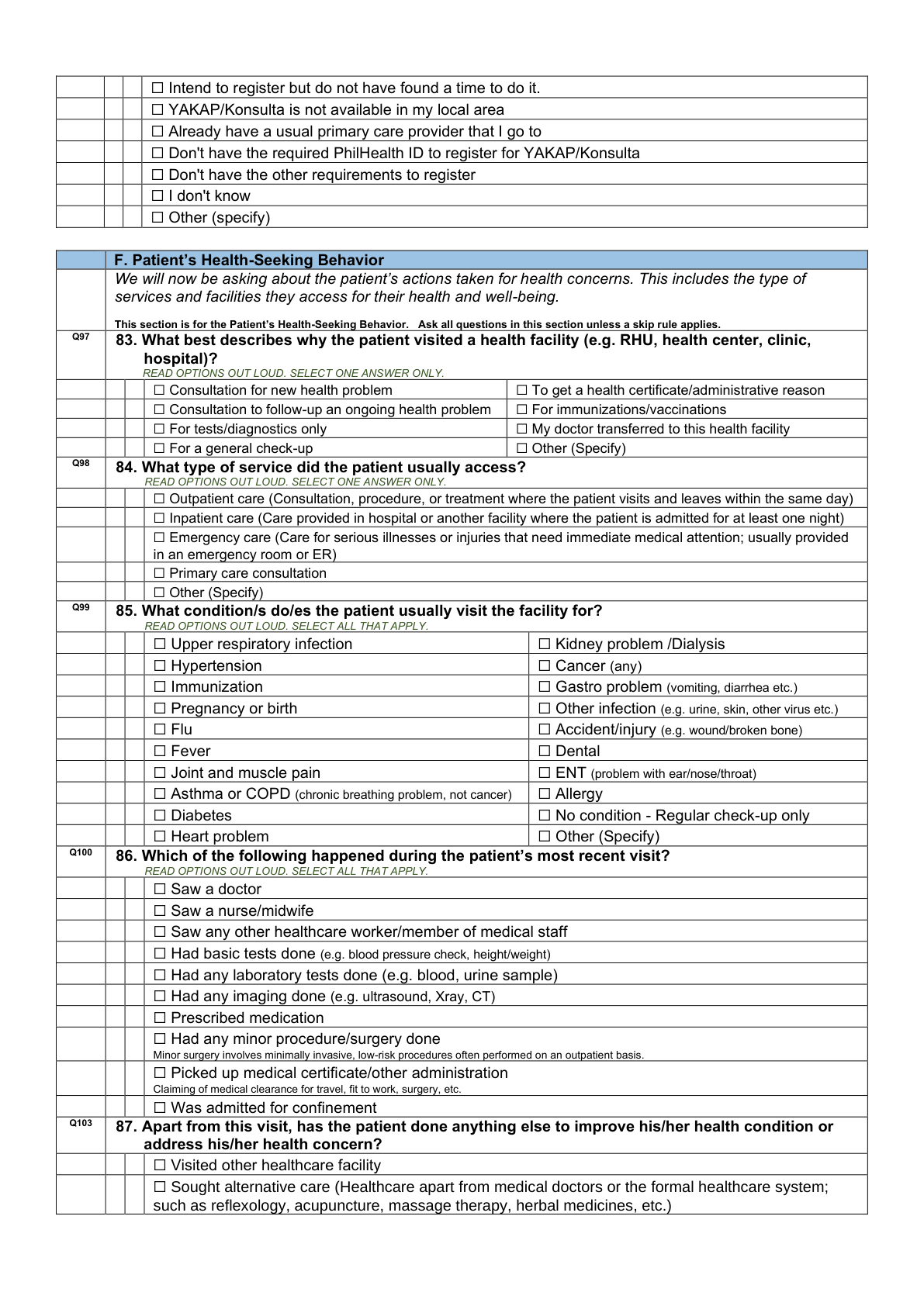 Printed page 11 — F3 Health-Seeking Behavior