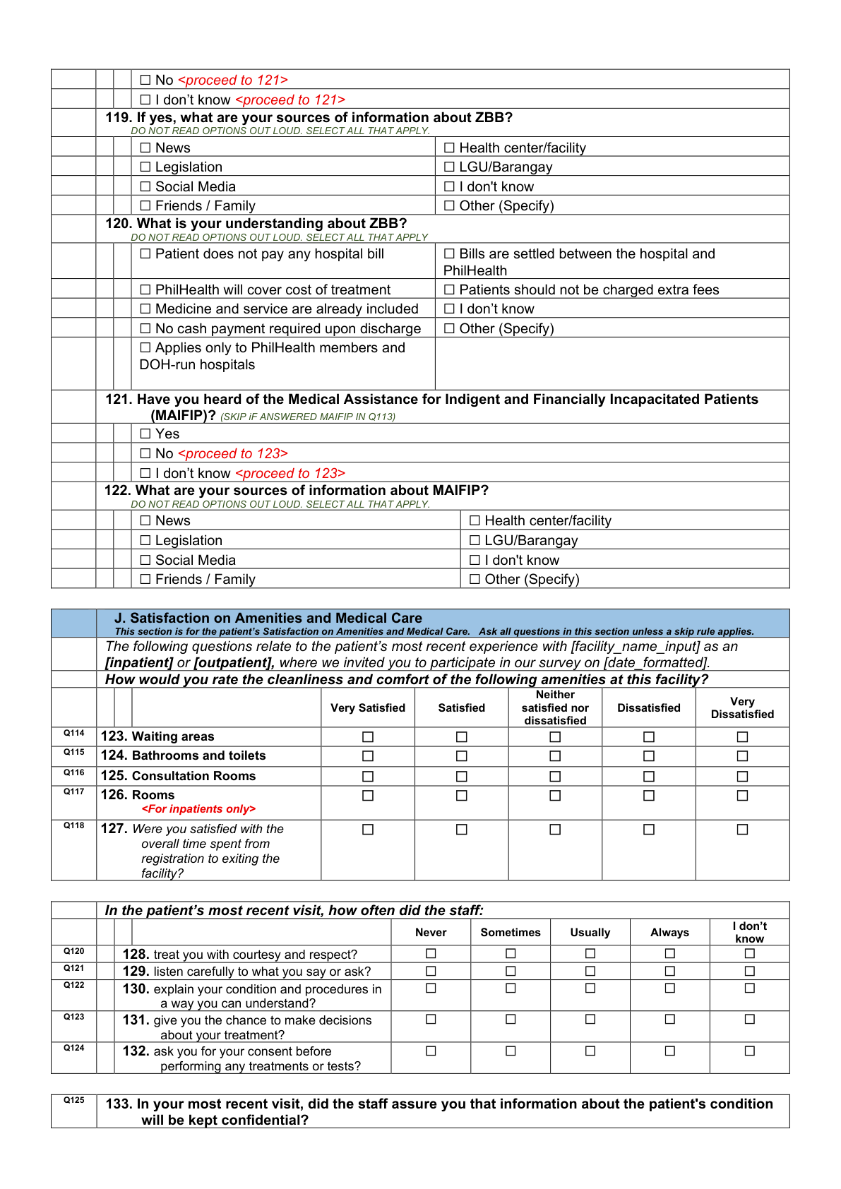 Printed page 18 — F3 Satisfaction on Amenities & Medical Care