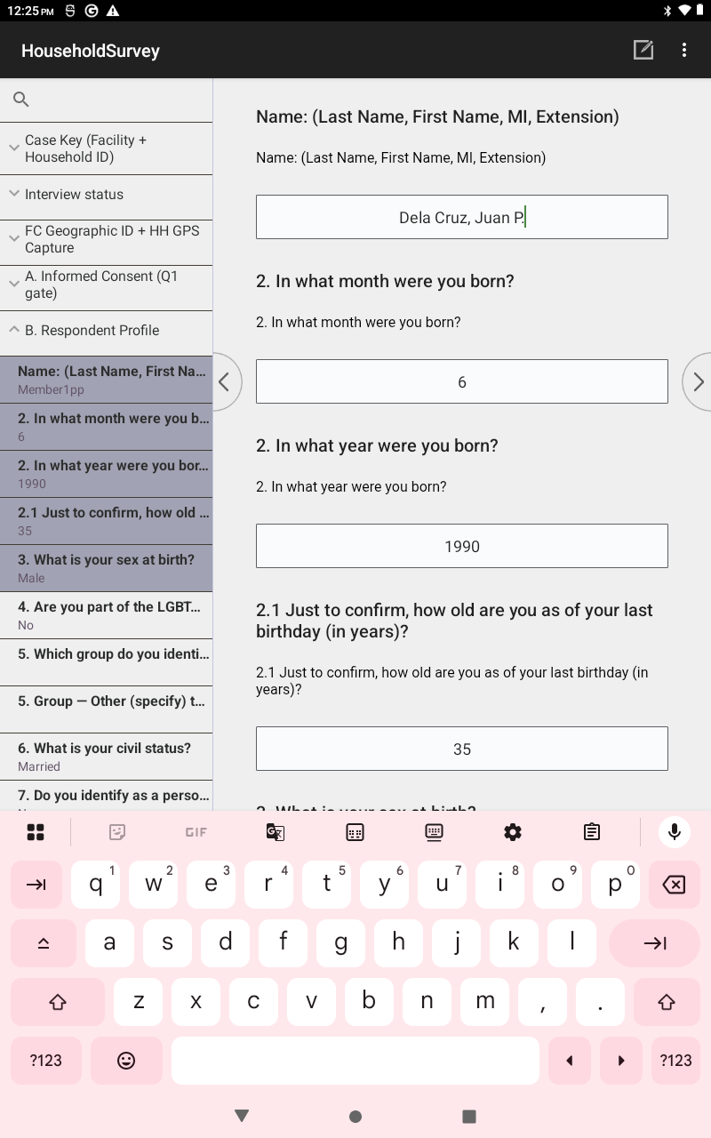 CSEntry free-text entry on the tablet
