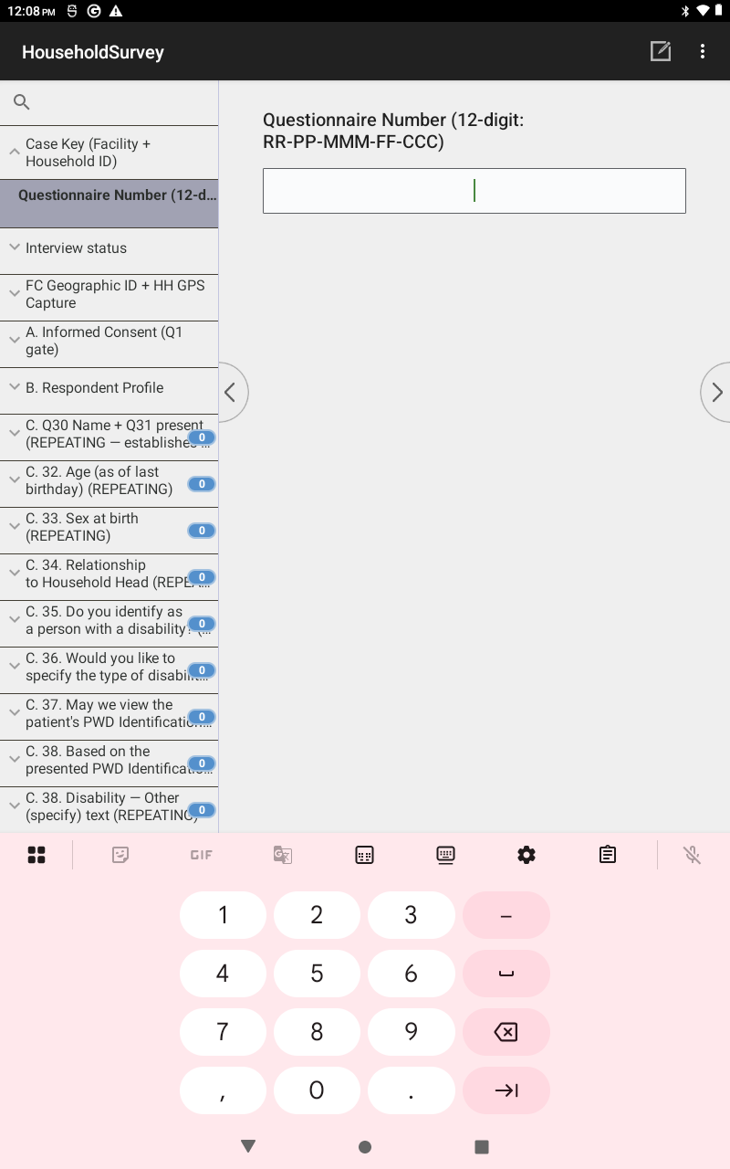 CSEntry number-pad numeric entry control