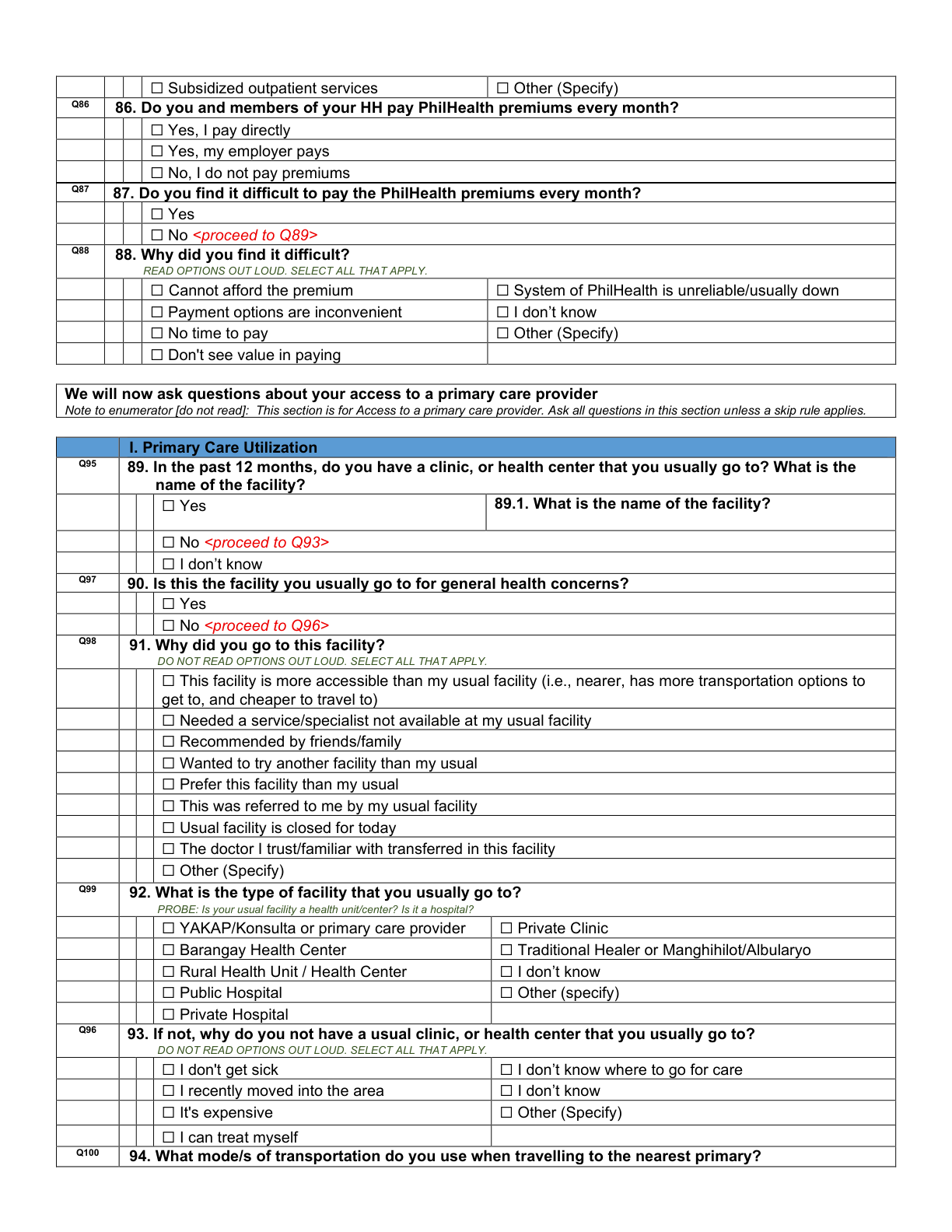 Printed page 13 — F4 Primary Care Utilization