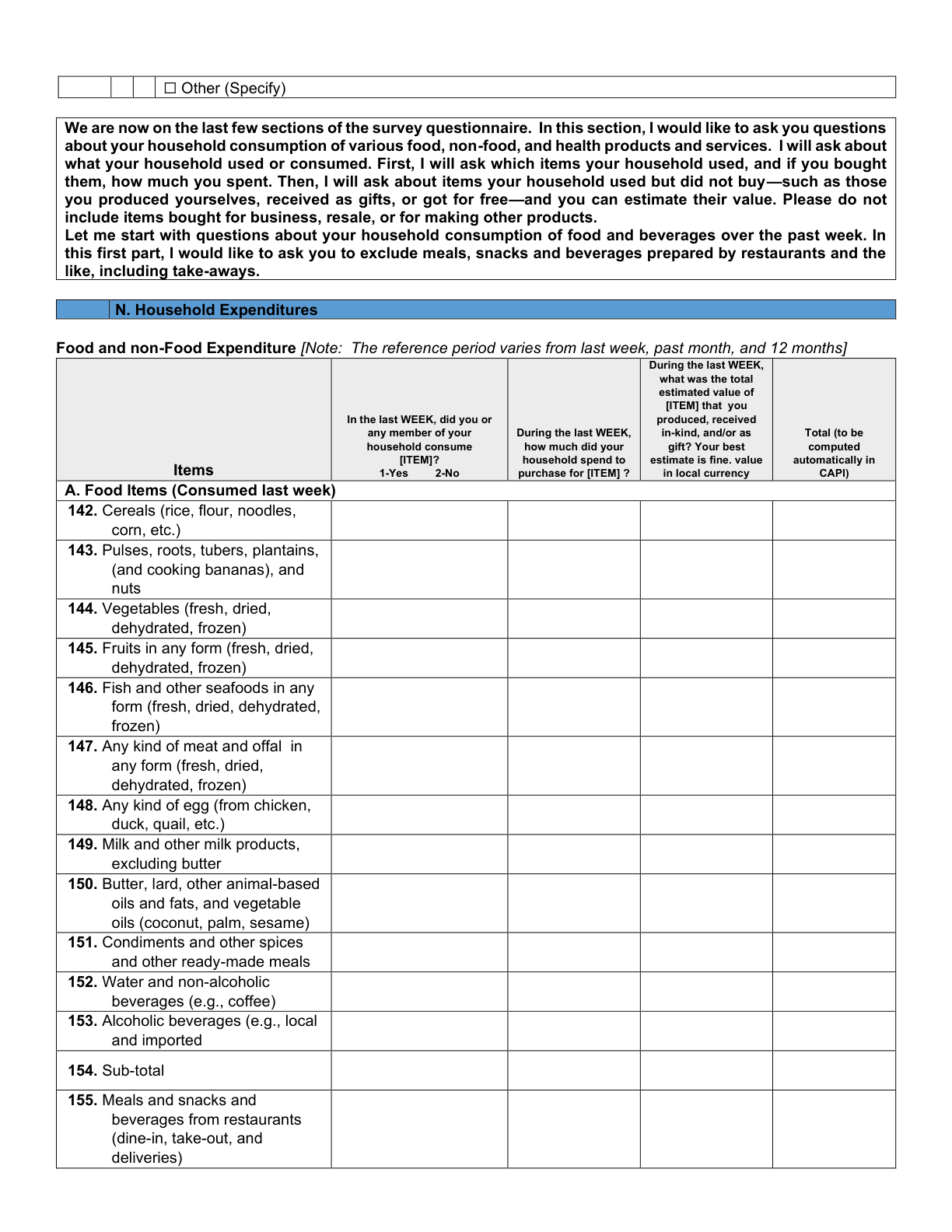 Printed page 20 — F4 Household Expenditures